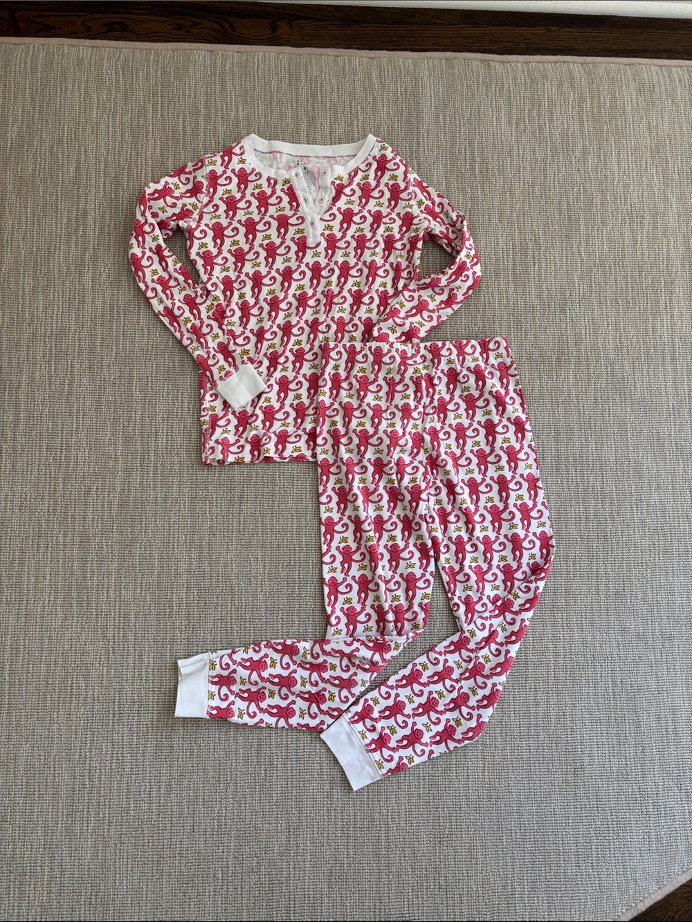 Roller Rabbit Monkey Print Pajama Set - Long Sleeve Two-Piece - kids size 12